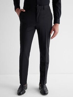 Express Extra Slim Black Wool-Blend Washable Modern Tech Suit Pant 32X32